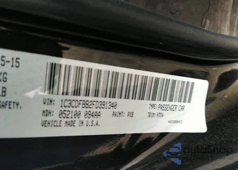 2015 Dodge Dart Sxt z USA, uszkodzony, nr VIN 1C3CDFBB2FD391340